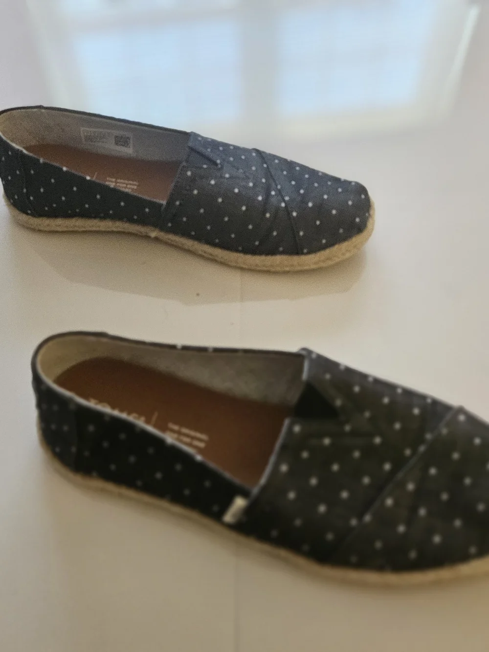 TOMS Black Canvas Polka Dot Slip-On Espadrilles